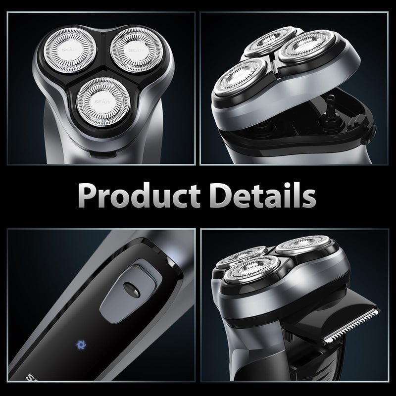 Sejoy Electric Razor for Men,Electric Shavers for Men,Face Shaver, Cordless Washable Rechargeable Shaving Machines,Pop Up Trimmer for Travel Home, LED Display,Fast Charging Gray