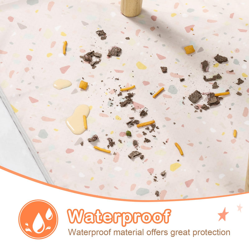 [Australia] - Splat Mat for Under High Chair | 51x51 Inch Anti-Slip Baby Splash Mat | Waterproof & Washable Spill Mat for Highchair Floor and Infant Play (Terrazzo Treasure) Terrazzo Treasure 
