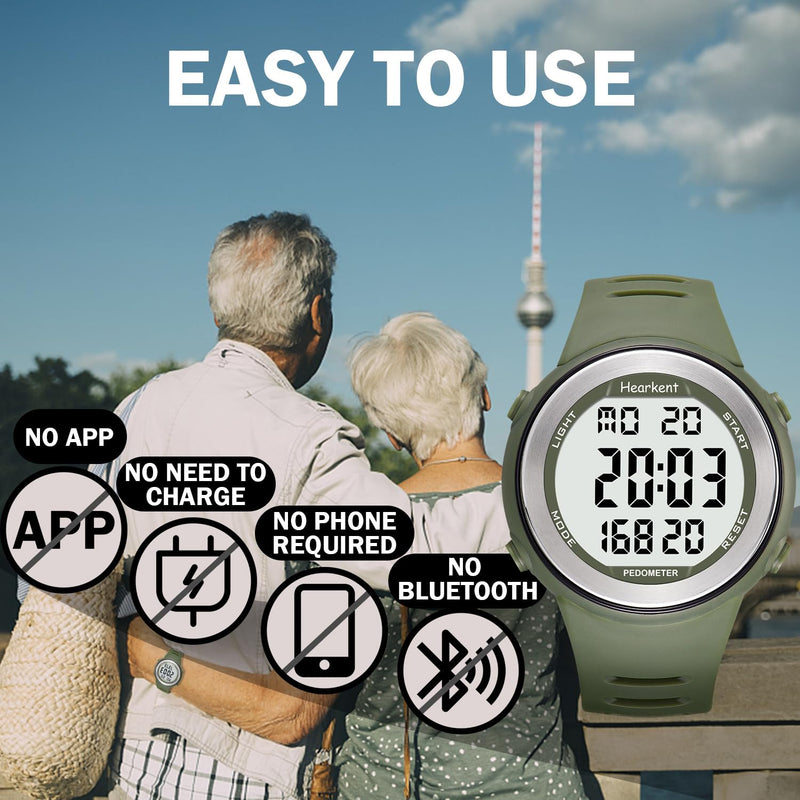 [Australia] - Waterproof Pedometer Watch for Senior Non Bluetooth No App Required with Steps Calories Counter and LCD Large Numbers black 