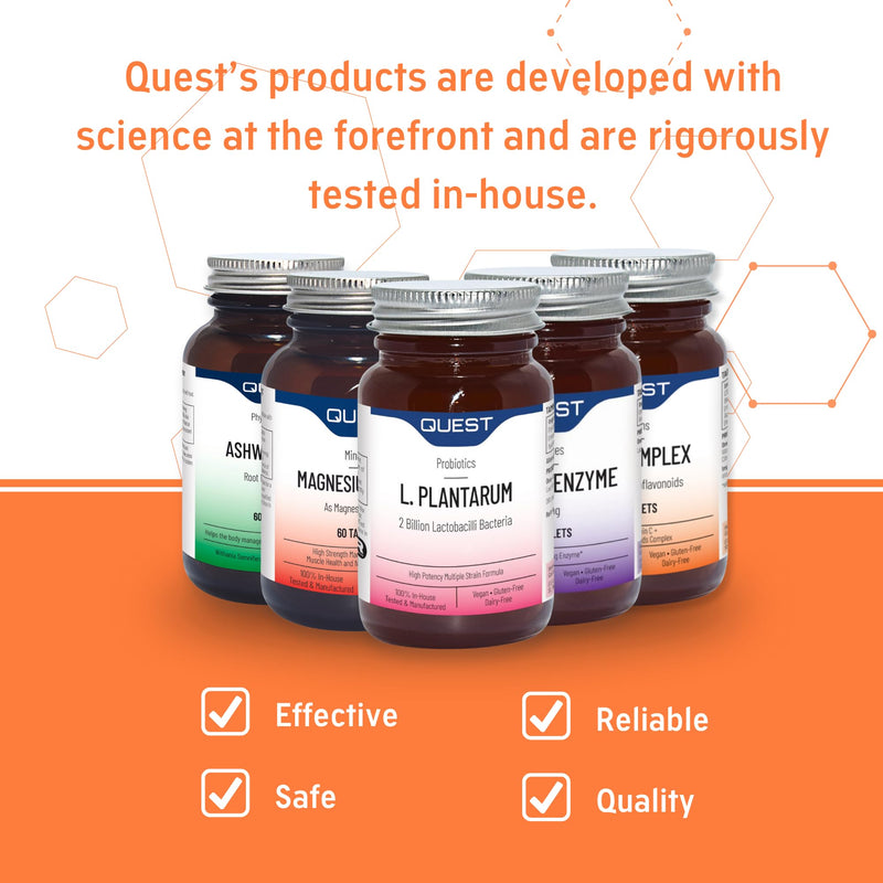 Quest - 60x Mega Vitamin B Complex Tablets. High Strength Vitamin B1-B2-B3-B6-B12, Biotin & C Supports Energy Production, Stress Response, Immune System & Brain Function (1 Pack) 60 count (Pack of 1)