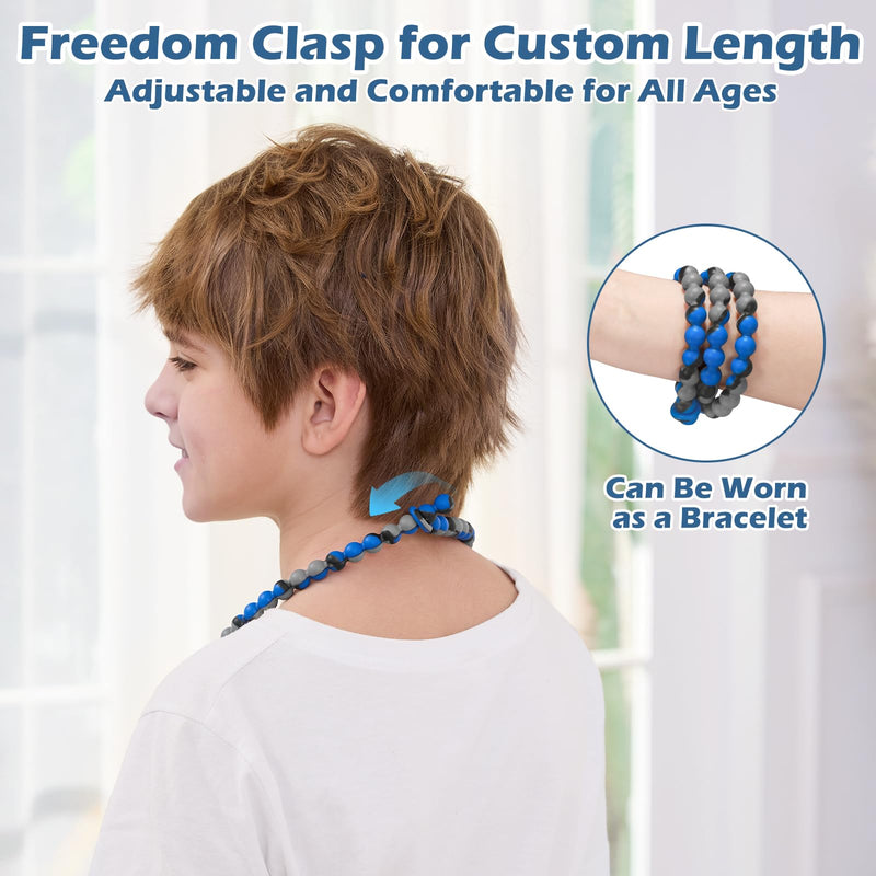 [Australia] - Chew Necklaces for Sensory Kids and Adults, Chewy Necklace Sensory Toys for Nail Biting, Silicone Necklace for Autism, ADHD, SPD, Fidget Oral Chew Toys for Boys and Girls Tie-dye Blue Green 