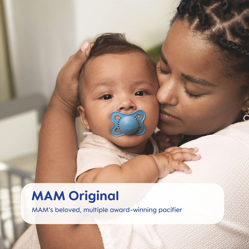 [Australia] - MAM Variety Pack Baby Pacifier, Includes 3 Types of Pacifiers, Nipple Shape Helps Promote Healthy Oral Development, 3 Pack, 0-6 Months, Girl Pink Blush / Artic Blue 3 Count (Pack of 1) 