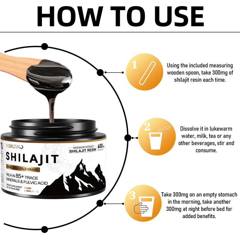 [Australia] - Shilajit Pure Himalayan Organic Shilajit Resin - 600mg Maximum Potency Gold Grade Shilajit Natural Authentic with 85+ Trace Minerals & Fulvic Acid for Energy & Immune Support, 50 Grams (1 Pack) 1.76 Ounce (Pack of 1) 