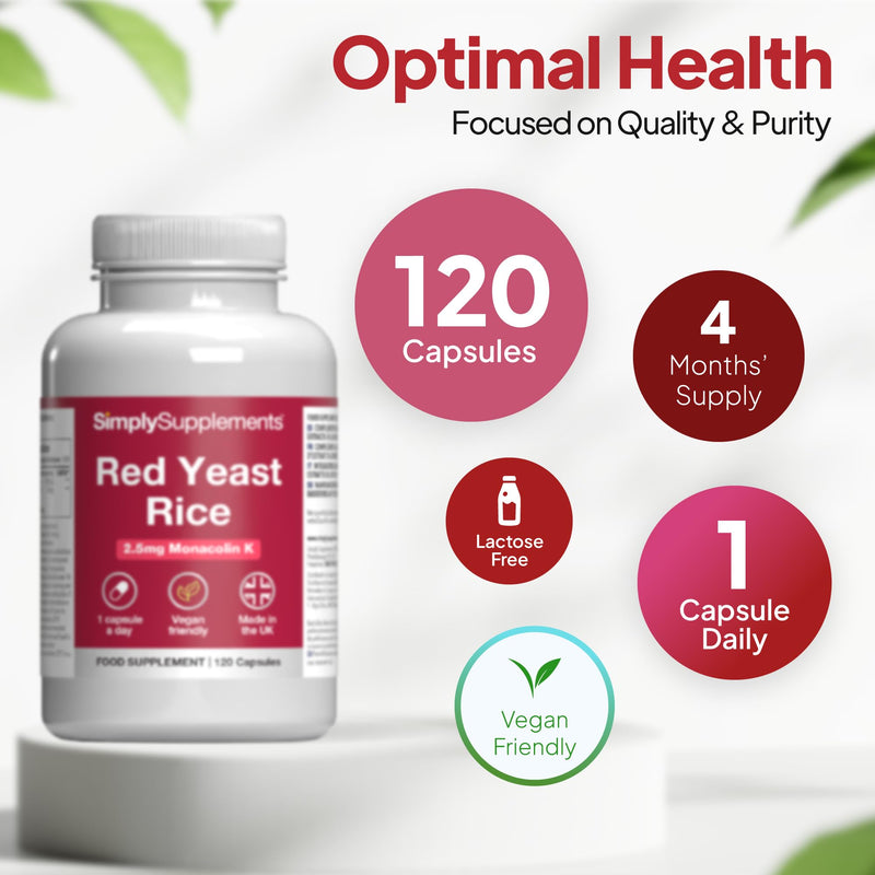 Red Yeast Rice | Traditional Fermented Extract | One-a-Day Capsule | Vegan & Vegetarian Friendly | 120 Capsules = 4 Months’ Supply | GMP-Certified & UK-Made Unflavoured 120 count (Pack of 1)