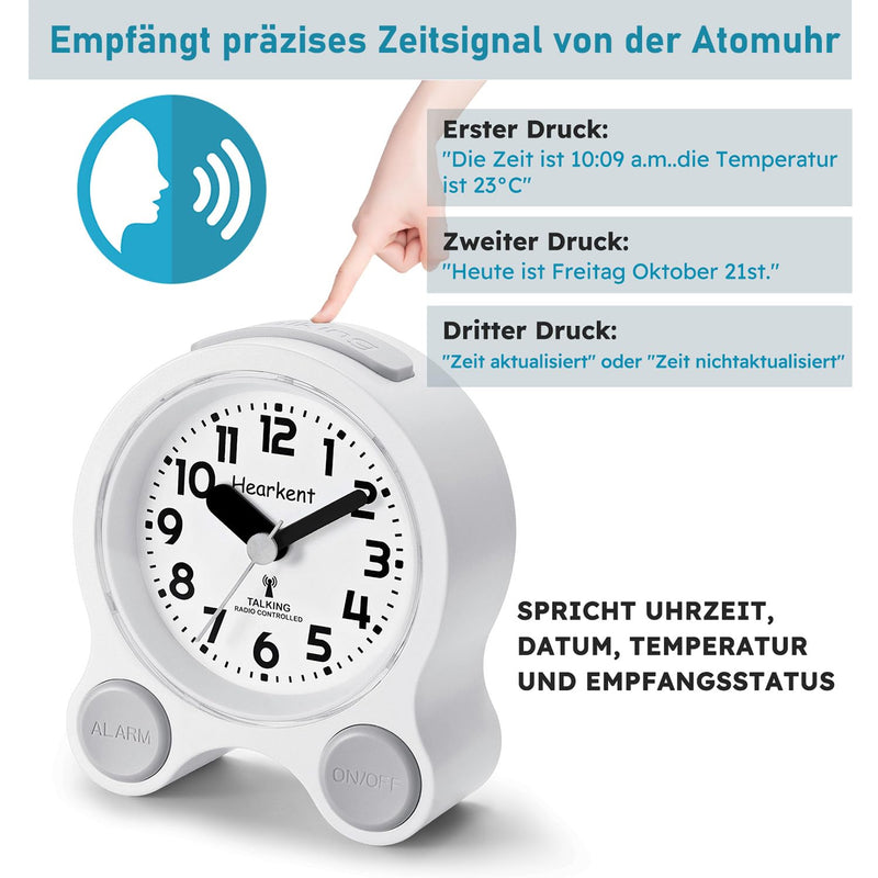 [Australia] - Hearkent Talking Alarm Clocks with German Pleasant Voice, Backlight and 5 Separate Alarm Sets for Blind, Visually Impaired and Elderly People (Black) Black 