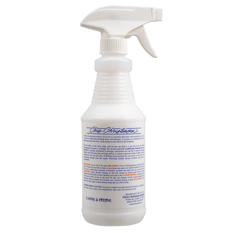 Chris Christensen Detangler & Finishing Spray Bundle: Ice on Ice Detangler - Adds Elasticity & Strength, Mark V Triangle Slicker Brush with Stainless Steel Pins - PawsPlanet Australia