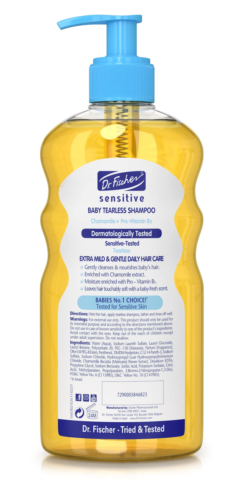 [Australia] - Dr. Fischer Newborn & Baby Essentials Shampoo. Tear-Free, Hypoallergenic, Gentle Hair & Scalp Natural Chamomile and Vitamin B5.16.9Oz 
