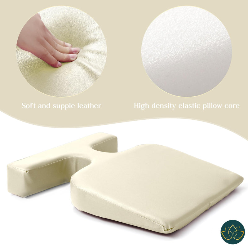[Australia] - EASY SPA Massage Table Breast Pillow Upgraded for Larger Bust Sizes(AA-С+), Wedge Cushion, Comfort Bolster Wedge, Prone Pillow (Cream White) for Sleep or After Surgery Cream White 