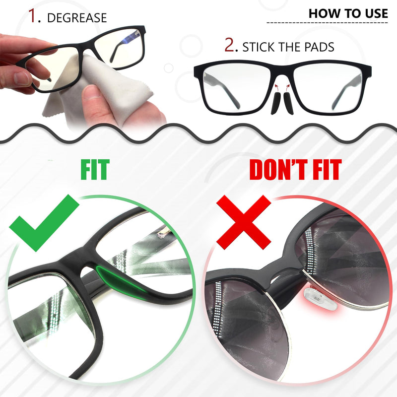 [Australia] - SIGONNA Eyeglass Nose Pads Anti Slip - Eye Glasses Nose Pad 0.5 mm - Silicone Nose Bridge Pads - Nose Grips Non Slip Piece - Sunglass Nose Pads Guards - (6 Pairs Black) 0.5mm x 7mm x 16mm 6 Pairs Black 