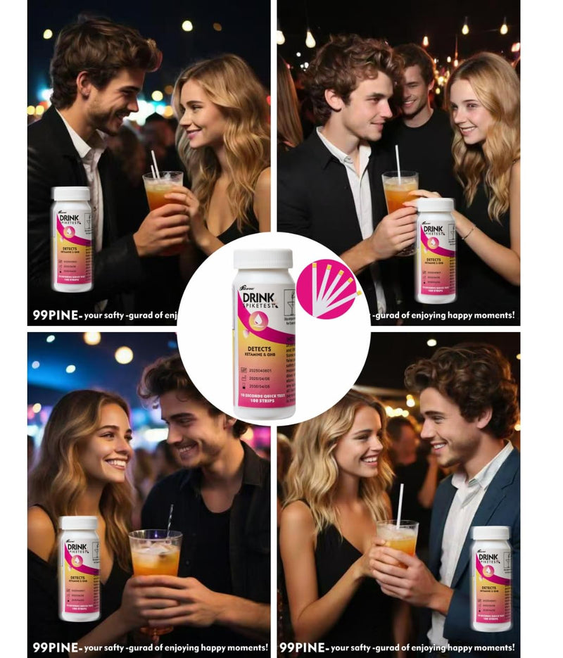 [Australia] - Spike Drink Test Strips Detector for Beverage Safety, 100 Count, 10-Second Detection, Tests for GHB and Ketamine in Beverage, Water, Wine, Cocktail, Beer, Juice etc; 