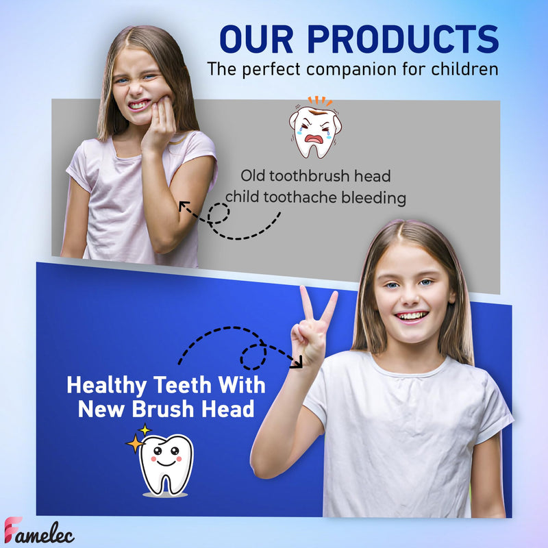 10Pcs Ultra Soft Bristle Compatible with Burst Kids Replacement Heads, 3+ Kids Toothbrush Heads Replacement for Burst Toothbrush Electric, Blue & Light Pink Electric Toothbrush Heads Light Pink & Blue
