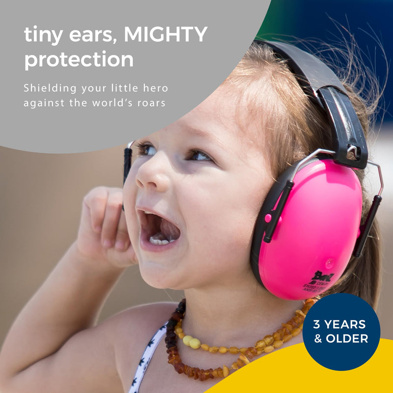 [Australia] - BANZ Kidz Earmuffs 2 Years & Older - Loud Noise Cancelling Kids Headphones & Toddler Ear Muffs, Size Adjustable Pink 