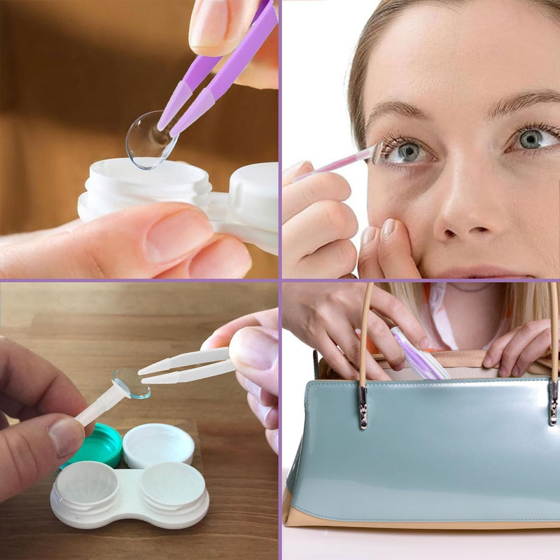 [Australia] - Pack of 5 contact lens tweezers, contact lens tweezers, plastic contact lens remover, contact lens removal, contact lens insertion aid, contact lens aid, for travel, household 
