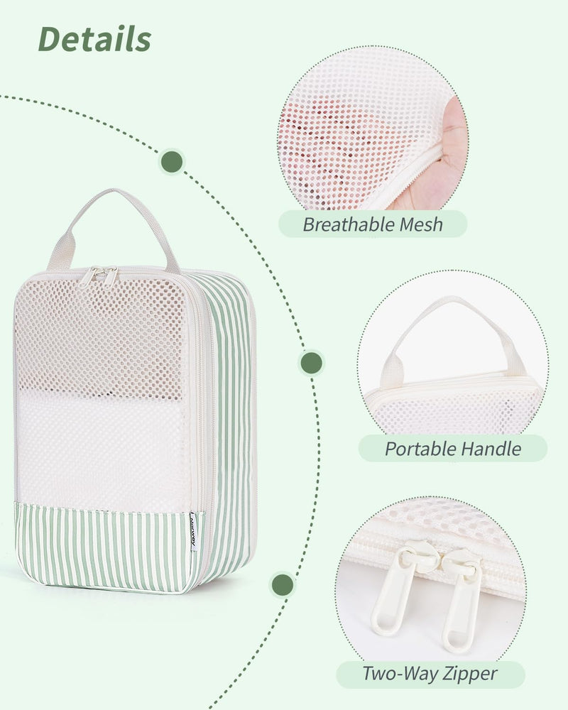 Narwey 6 Set Checkered Packing Cubes with Clear Toiletry Bags