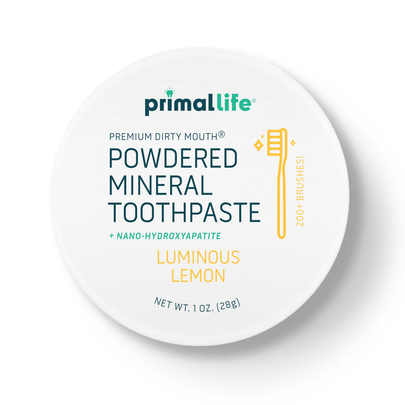 [Australia] - Primal Life Organics - Dirty Mouth Luminous Lemon Toothpowder, Tooth Cleaning Powder, Flavored Essential Oils with Natural Kaolin & Bentonite Clay, Good for 200+ Brushings, Paleo, Organic, Vegan 