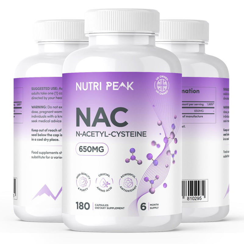 Max Strength NAC Supplement | 650MG | 180 Capsules | N-Acetyl-Cysteine | Antioxidant & Glutathione Support | Amino Acid | Cysteine Supplement| Vegan & Gluten Free