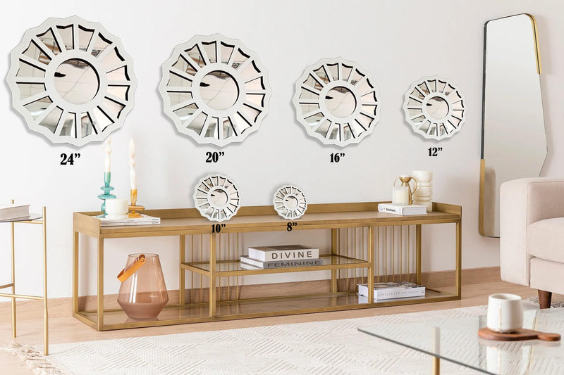 [Australia] - The Divine Feminine Mirror - Large Handmade with Wood/Acrylic Mirror, Gift for Her, 3D Wall Decor,Gift for Girlfriend (White-Silver, 10" H x 10" W) White-silver 10"H x 10"W 