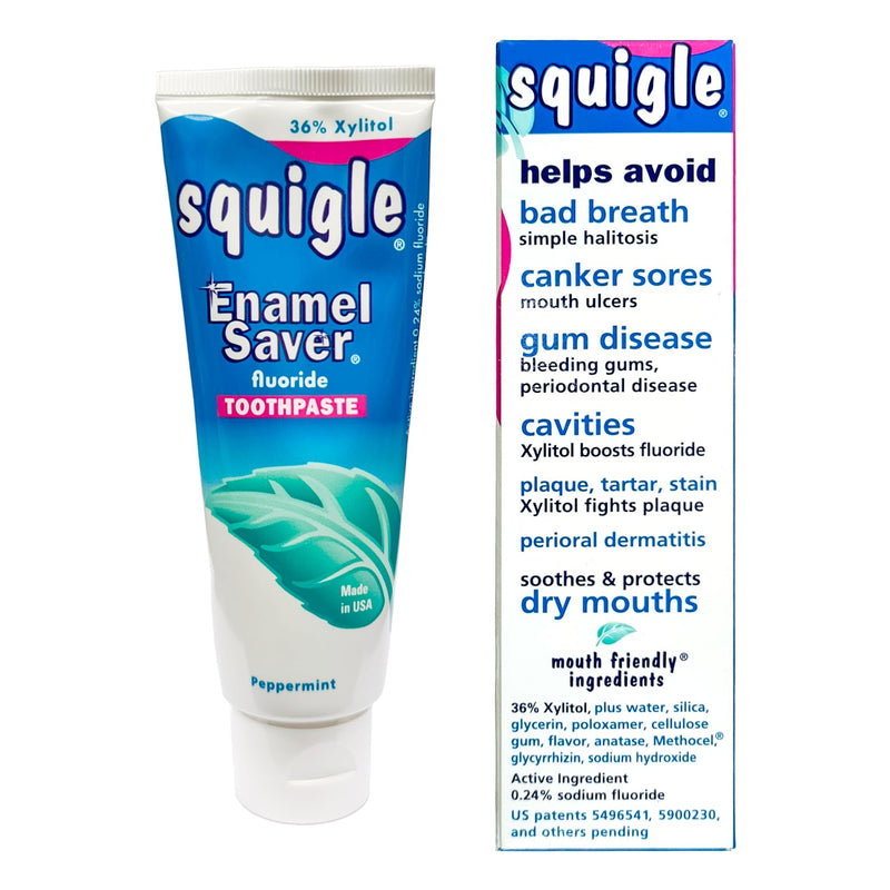 [Australia] - Squigle Enamel Saver Toothpaste (Canker Sore Prevention & Treatment) Prevents Cavities, Perioral Dermatitis, Bad Breath, Chapped Lips - 4 Pack 