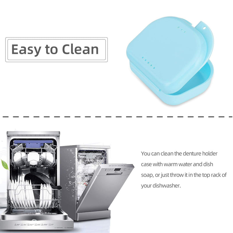 [Australia] - Dental Mouthguard Container Orthodontic Retainer Case with Vent Holes, Denture Holder Box Clear Aligner Case Slim for Household|Travel|Office - Bluish - Light & Easy to Carry 