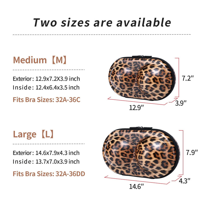 Bra Case Premium Lingerie Travel Bag Leopard Print Underwear Organizer Bag for A-C Cup (Yellow) Yellow