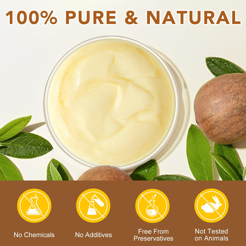 Shea Butter Raw, 2 Pack Shea Butter for Face & Body with Vitamin A,and F, Hand Cream, Long-Lasting Hydration & Deeply Moisturizing for Dry & Cracked Skin, SkinCare, Keeps Skin Healthy 7.8 Ounce (Pack of 2)