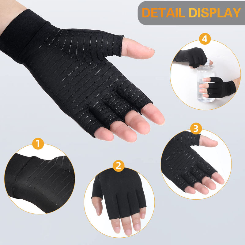 [Australia] - Donfri Copper Infused Compression Arthritis Gloves, Fingerless Carpal Tunnel Pain Relief Gloves For Men Women, Hand Support Wrist Brace For Rheumatoid, Tendonitis, Swelling, Crocheting, Typing (M) 1pair Medium 
