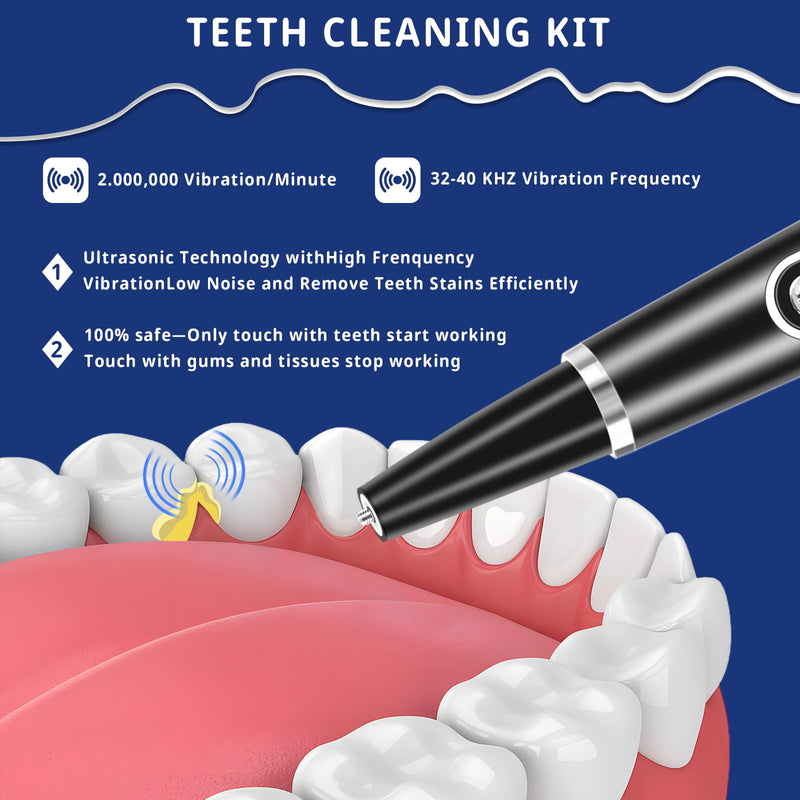 [Australia] - Lutranstra Teeth Cleaning Set Tartar Remover Pro Ultrasonic Teeth Cleaning Set for Home Care of Teeth at Home There are 5 adjustable modes and 3 interchangeable cleaning heads 