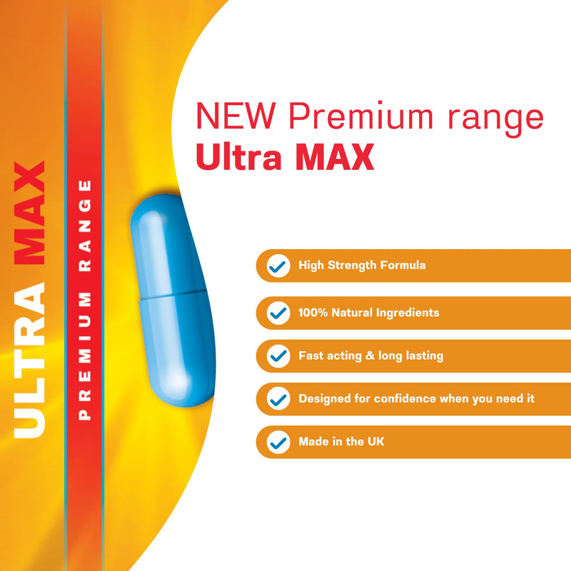 10 x 400mg NEW Advanced Formula - ULTRA MAX Maximum Male Support Capsules | 400mg | 10 Capsules | High Strength Ginseng, Maca & Tribulus Blend | Stamina & Energy Support | UK Manufactured | Vegetarian