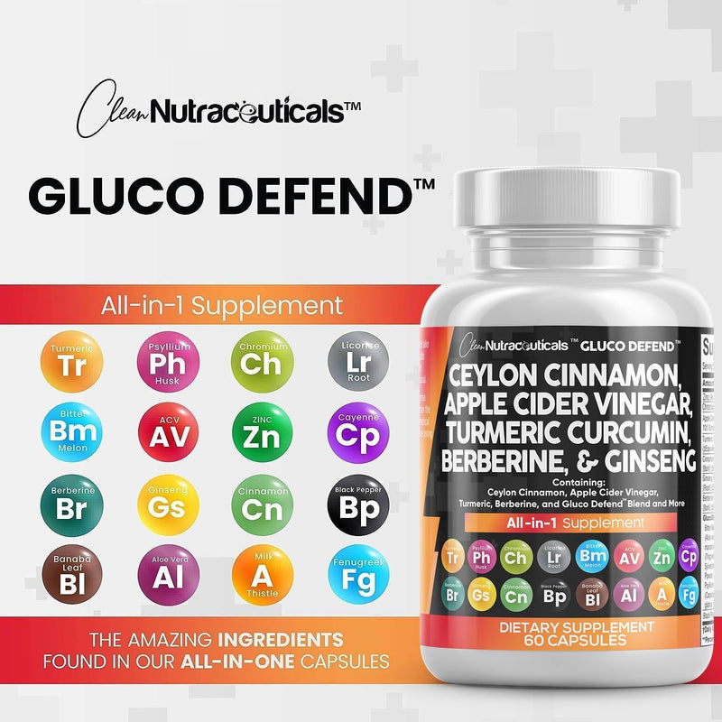 [Australia] - Clean Nutraceuticals Ceylon Cinnamon 3000mg Turmeric 3000mg Apple Cider Vinegar 3000mg Ginseng 2000mg Berberine 1200mg Plus Bitter Melon Gymnema Milk Thistle Fenugreek 