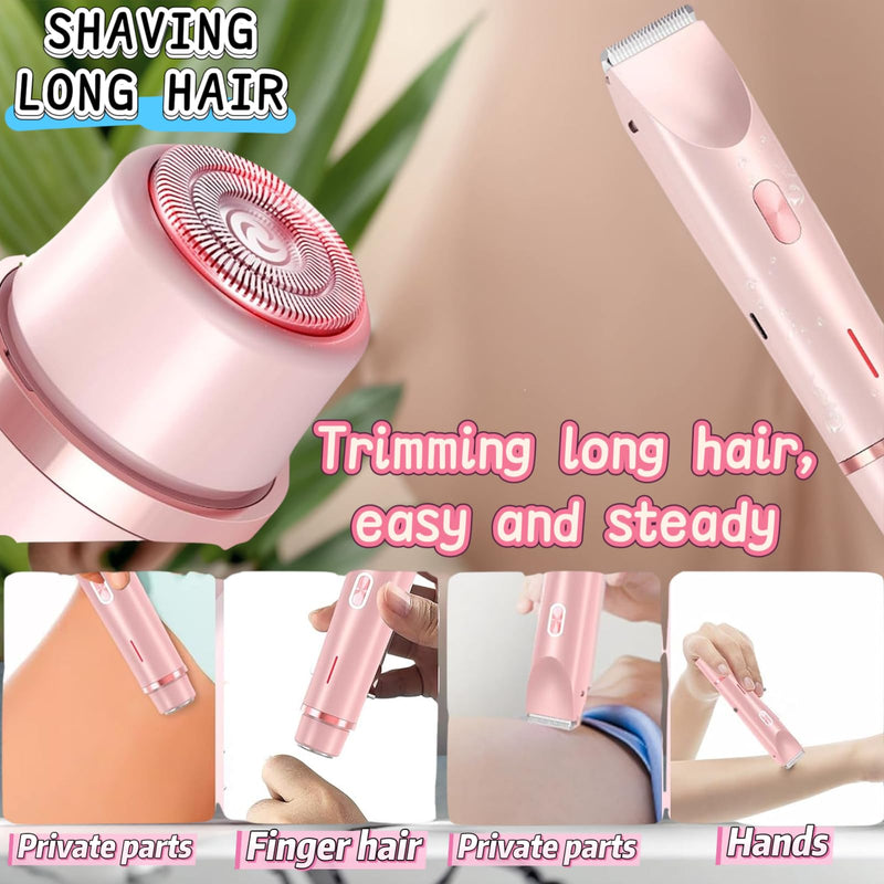 [Australia] - Women's Shaver, 2025 Upgrade Dual Head Shaver - 2-in-1 Electric Shaver for Legs, Armpits, Face & Bikini, Rechargeable, Facial & Bikini Trimmer for Women (Pink) 