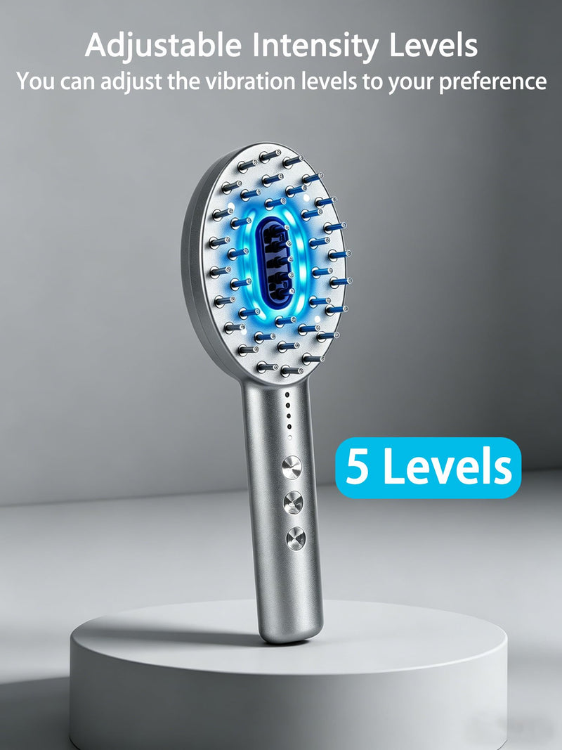 3-in-1 Electric Scalp Massager Brush, Vibrating Scalp Massager Comb with Hair Oil Applicator for Scalp/Face/Body Relaxation, Portable Massager Tool for Home & Travel, Gift for Men & Women (Grey) Grey