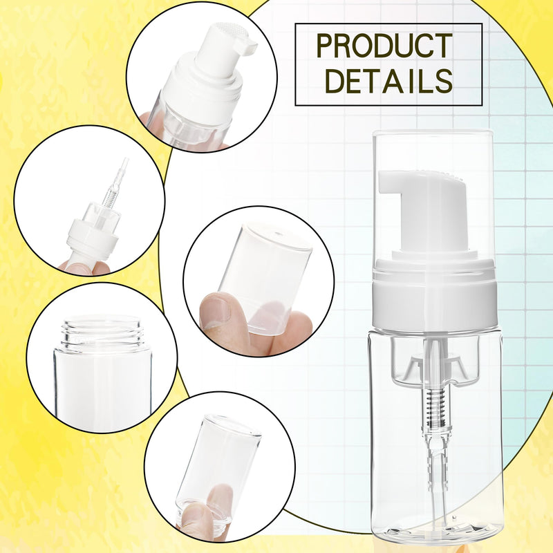 60 Pcs Mini Foam Pump Bottle Bulk 1 oz/ 30 ml Empty Travel Size Plastic Soap Foaming Bottles Small Clear Foaming Soap Dispenser Refillable Mousse Bottles for Lash Shampoo Portable Hand Sanitizer