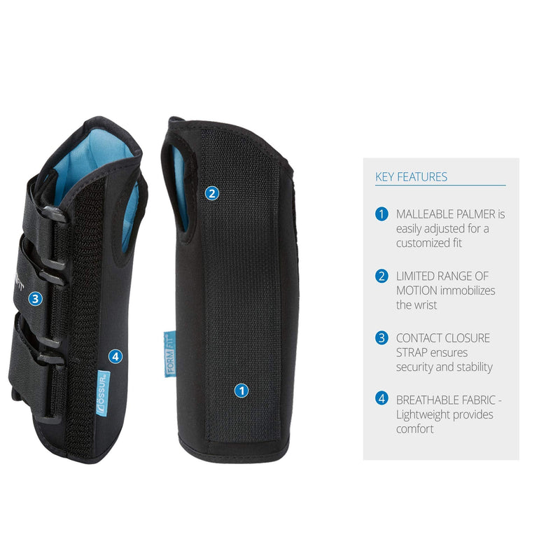 Ossur Formfit Wrist Brace for Treatment of Tendonitis, Carpel Tunnel, Post Cast Healing and Soft Tissue Injuries | Wrist Immobilization, Breathable Material, Custom Fit | 8" Version (Left, Medium)