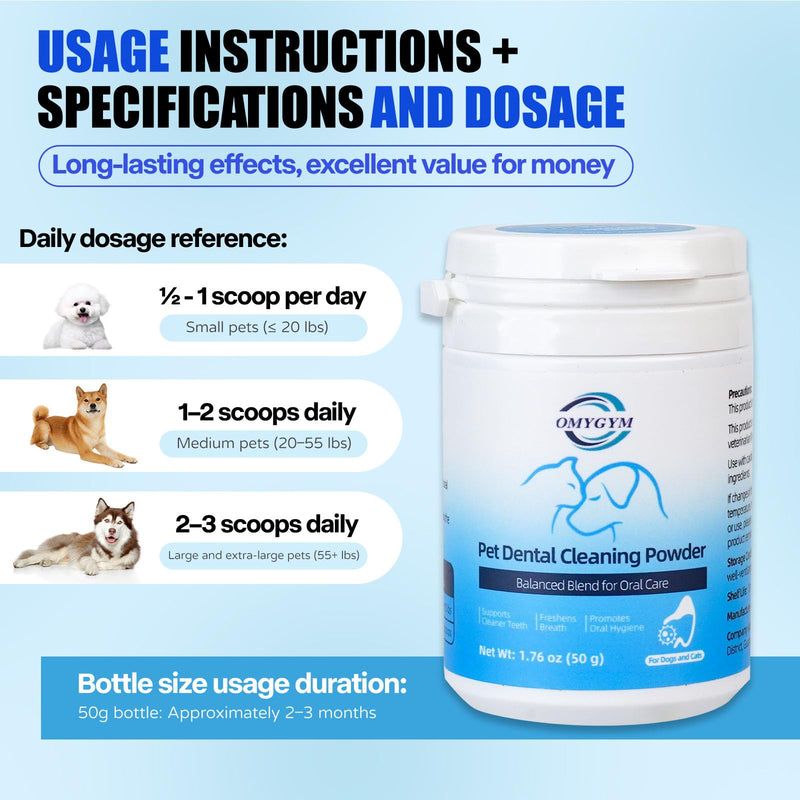 [Australia] - Dental Powder & Pet Teeth Cleaning Powder Kit for Dogs & Cats – Complete Oral Care Kit for Clean Teeth & Fresh Breath – Includes Dog Paw Balm, Nose Balm & Protective Paw Wax 1.76 Ounce (Pack of 1) 