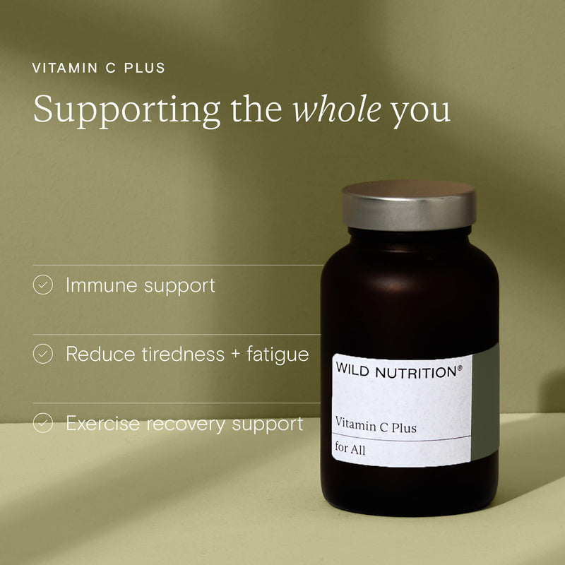 WILD NUTRITION Food-Grown Vitamin C Plus | High Bioavailability Vitamin C with Bioflavonoids | Immune Support |Optimum Absorption | 60 Capsules