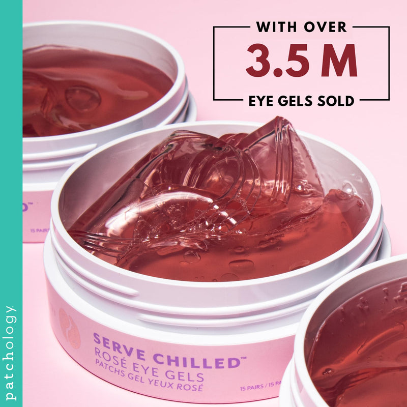 [Australia] - Patchology Hydrating Under Eye Patches for Dark Circles, Serve Chilled Hyaluronic Acid Serum Under Eye Mask protects and softens skin, Rose Eye Mask Skincare Treatment (5 Pairs) 