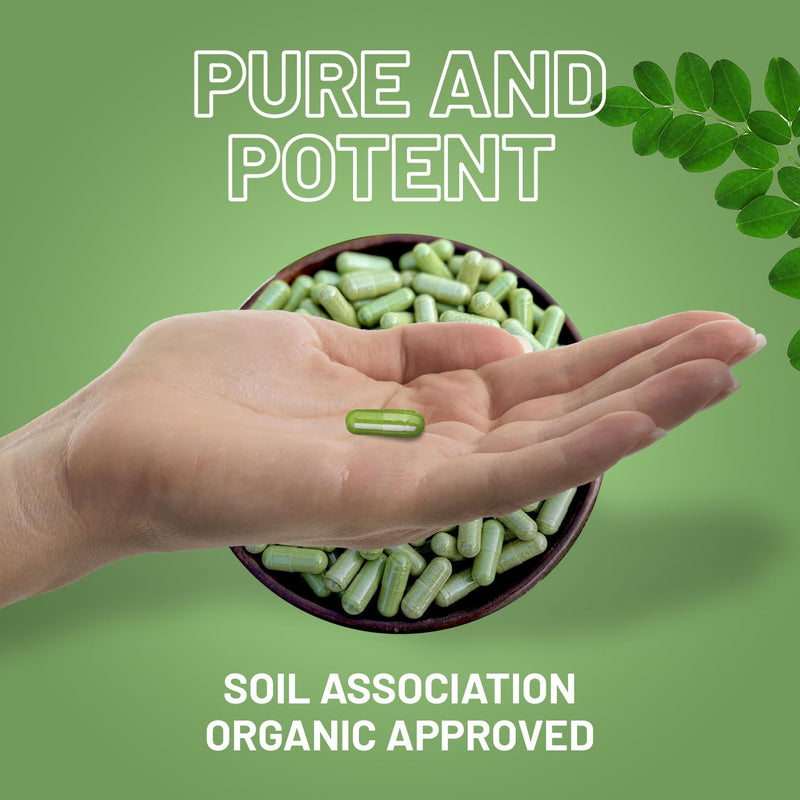 Organic Moringa 2000mg per Serving 120 Vegan Capsules | Moringa Oleifera Leaf Supplement | 100% Natural Soil Association Organic Certified | No Synthetic Binders or Fillers by Prowise