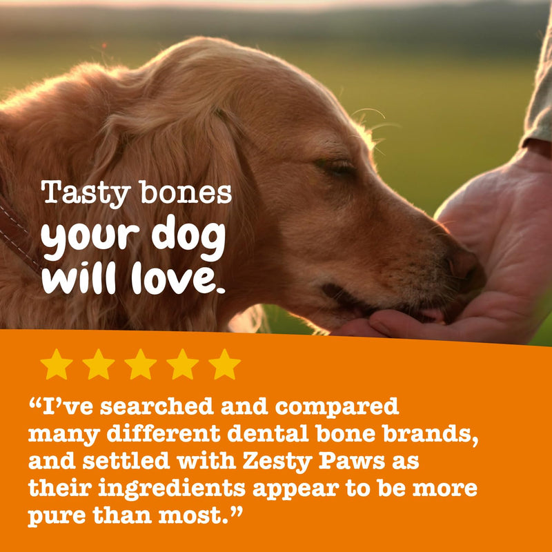 Zesty Paws Dental Bones - Fights Tartar & Plaque - Gum, Teeth & Bone Health - Cinnamon for Dog Breath - Immune, Joint, Gut, Skin & Coat Support - Omega 3 EPA & DHA and Calcium - Small Dogs - 28 ct… Small Bones 0.3 Ounce (Pack of 28) - PawsPlanet Australia