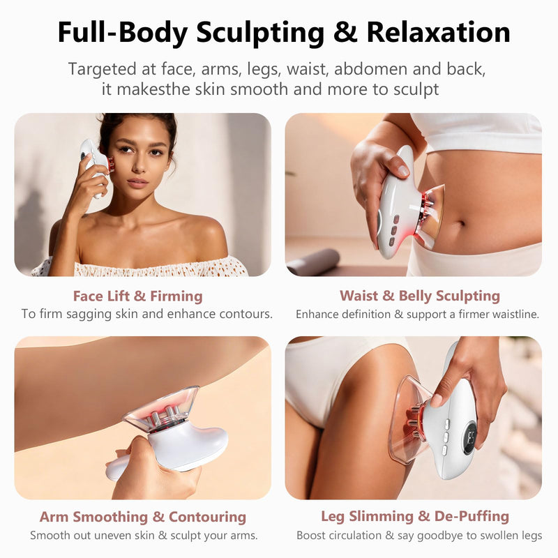Body Sculpting Machine, 4 in 1 Cellulite Remover for Legs, Adjustable Cellulite Massage Tool, Home Use Cupping Therapy Tool for Belly, Waist, Arms, Legs and Face (Beige) Beige