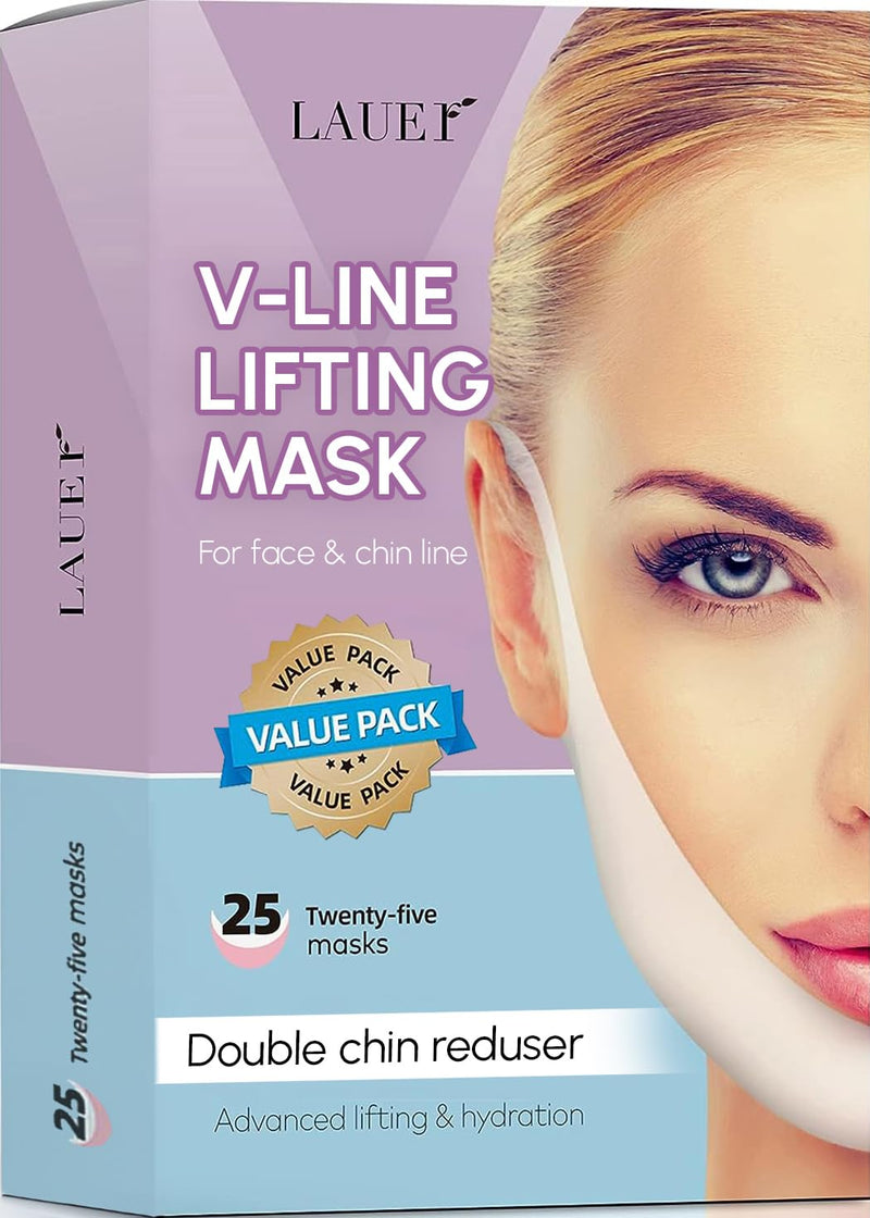 V Shaped Contouring Collagen Lifting Face 25 Masks Line Shaping Lifting Belt Neck Reduction Jawline Lift Tape Enhancer Face Patch Chin Up Sculpting and Heated Eye Steam 6 Mask for Dry Eyes 6 Aroma