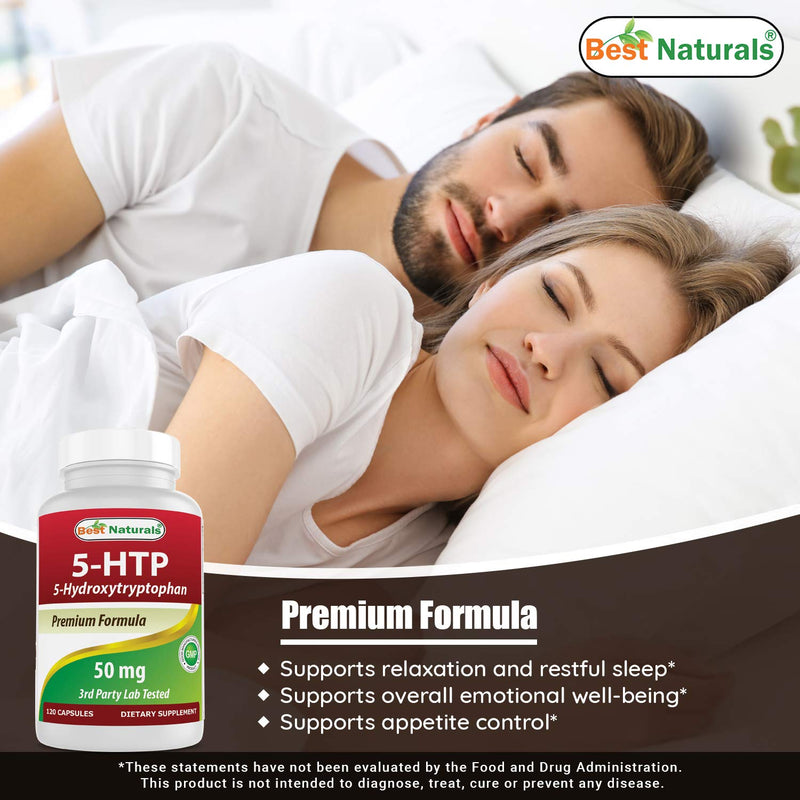 [Australia] - Best Naturals 5-HTP 50 mg 120 Capsules, 5 HTP Capsules Supports Relaxation & restful Sleep 120 Count (Pack of 1) 