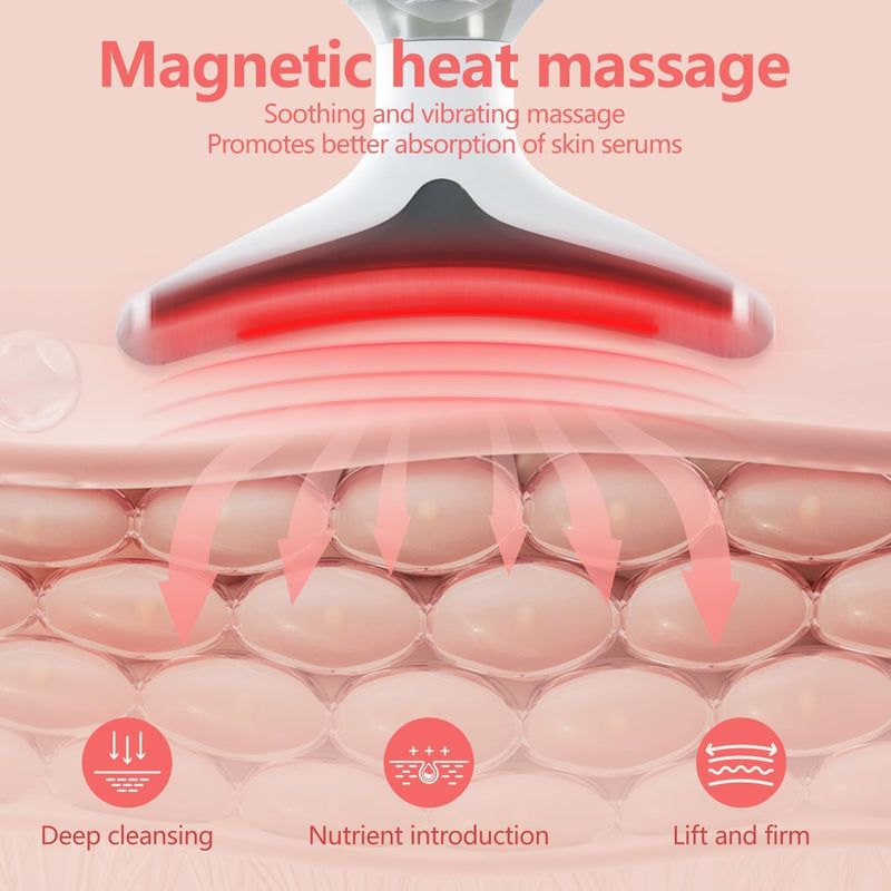 2025 New Face and Neck Massager Tool, 7 Colors LED Womens Skin Care Facial Massager for Skin Rejuvenation, Lifting, Toning, Glow Boost-White White