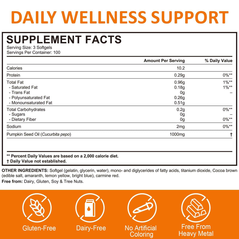 [Australia] - Pumpkin Seed Oil Capsules 1000mg Per Serving, Cold Pressed Pumpkin Seed Oils for Hair Growth, Pure & Natural Supplement, 300 Softgels 