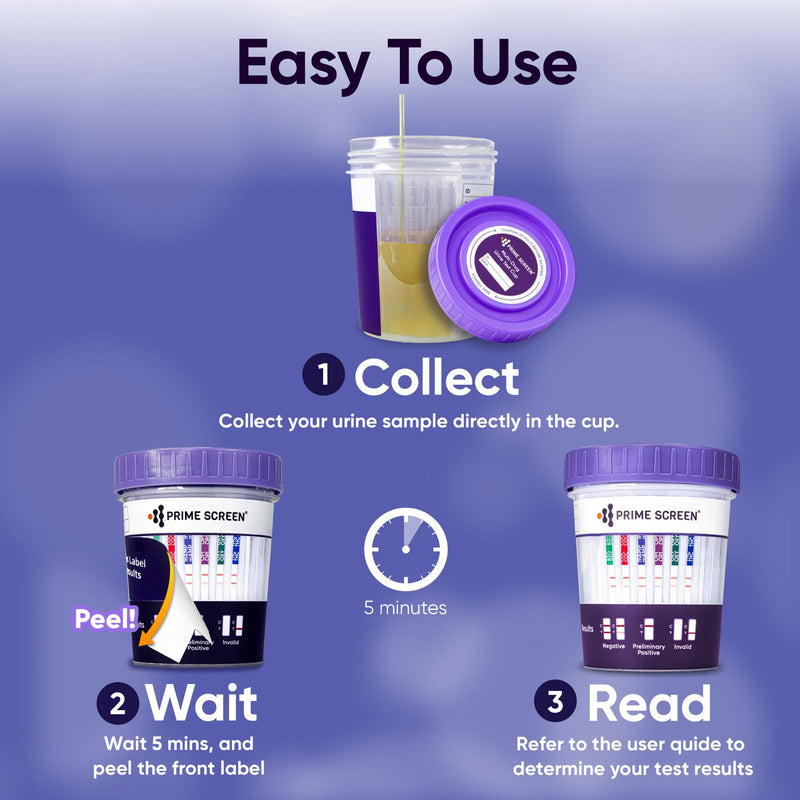 [Australia] - [5 Pack] Prime Screen Multi Drug Urine Test Cup -6 Panel (BZO,COC,mAMP,OPI, OXY,THC) C-CUP-TDOA-564 5 