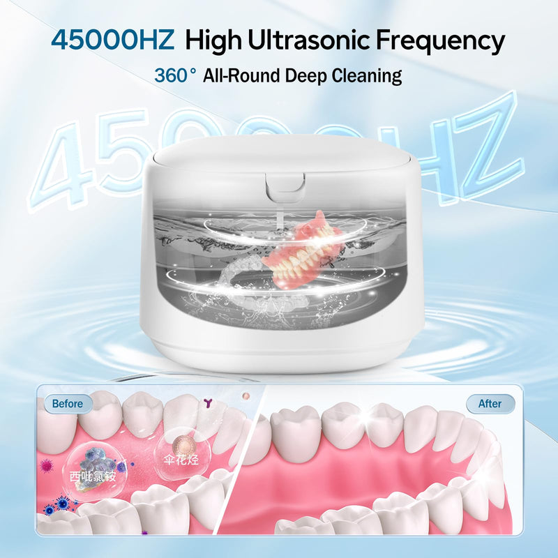 [Australia] - 230ML High-Frequency Vibration Cleaning Retainer Cleaner Machine, 30W/45kHz Dedicated Dental Cleaning, Portable Mini Ultra Sonic Denture Cleaning for Mouth Guard, Aligner, Night Guard, Braces 