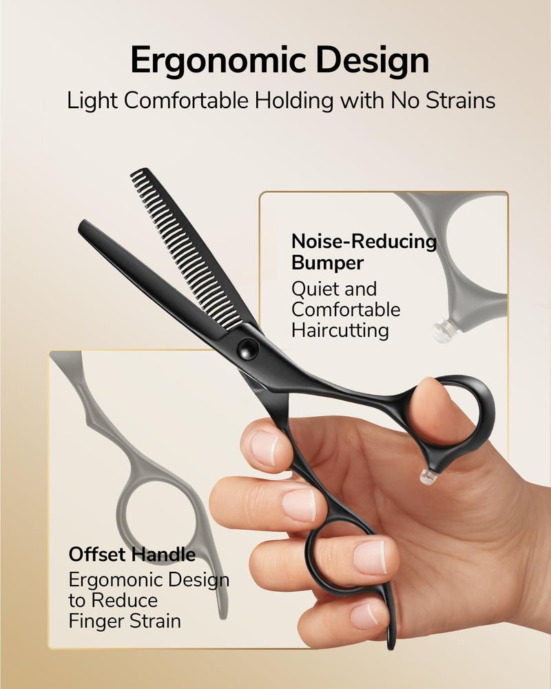 [Australia] - ULG Hair Cutting Scissors Set Professional Thinning Scissors for Hair Cutting All-in-One 9 Pcs Hairdressing Shear Set with 3 Professional Barber Shears for Salon/Home 9 Pcs Black 