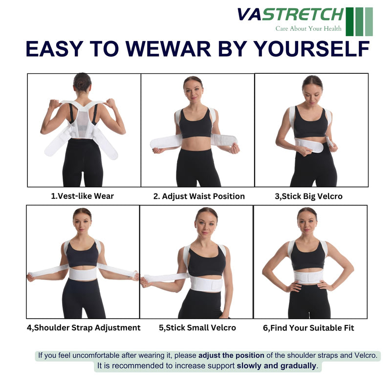Posture Corrector for Women,Upper Back Pain Support,Slim & Adjustable Shoulder Brace - Back Brace for Back Pain Relief,Chest Pain Relief,White,Small