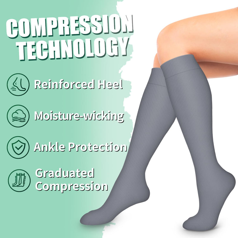 [Australia] - Laite Hebe 3 Pack Medical Compression Sock-Compression Sock For Women and Men Circulation -Best for Running,Nursing,Athletic Sports 02-black/White/Grey Small-Medium 