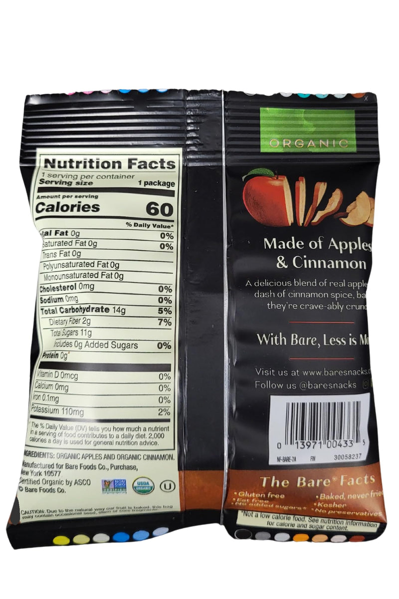 [Australia] - Bare Apple Organic Variety Pack, 8 ct, 0.53 oz Each, 4 Crispy Reds & 4 Cinnamon, Healthy Snacks For Adults, Kids, Office, School and Road Trips Packaged by ComboCreations 