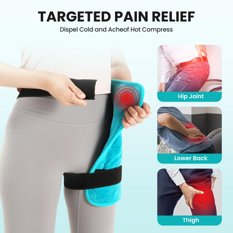 TABEKE Hip Heating Pad for Hip/Sciatica Pain Relief, Hip Support Brace, Lower Back/Thigh/Buttock Electric Heat Pad, Hot Physical Therapy Devices for Men, Women Blue